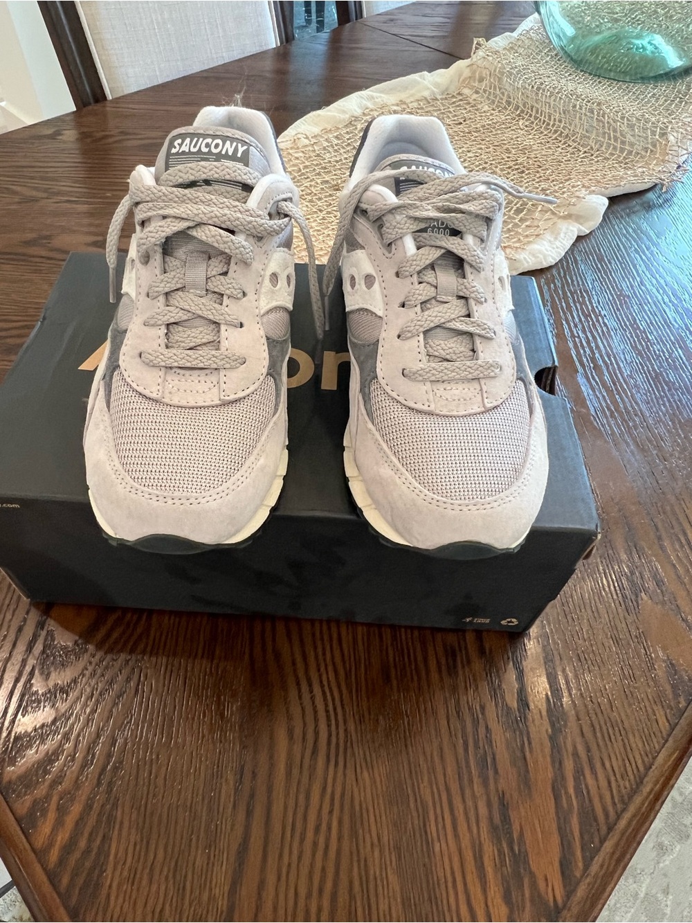 Saucony Shadow 6000 Taupe and Charcoal Suede & Mesh Sneakers - Picture 3 of 7